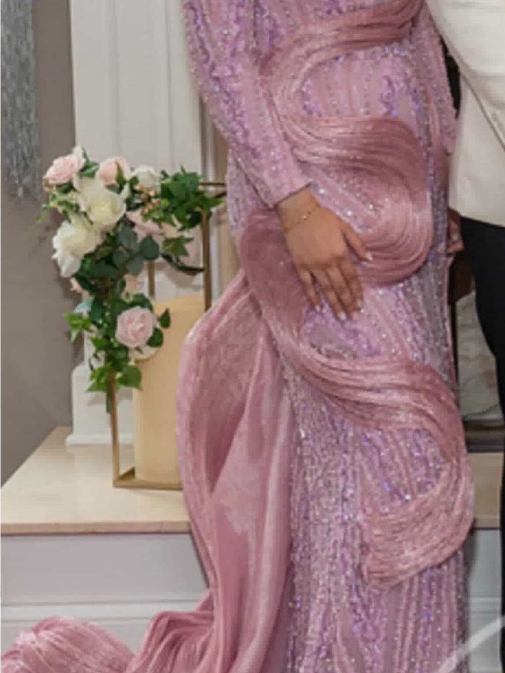 Custom Tabja Embellished Pink Evening Gown